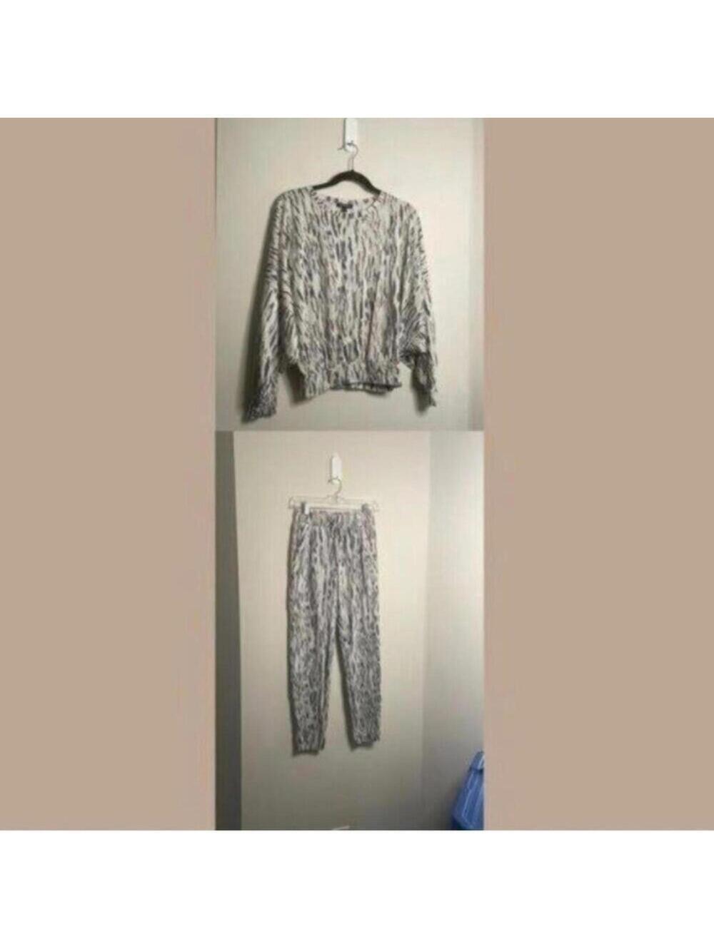 Express Animal Print Sweatshirt Jogger Athleisure Loungewear Set